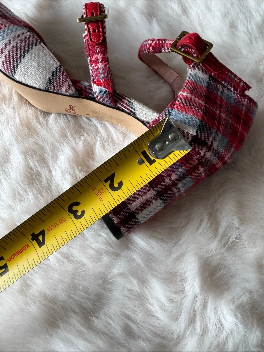 J. Crew Red Plaid Triple-Strap Pointed Pumps